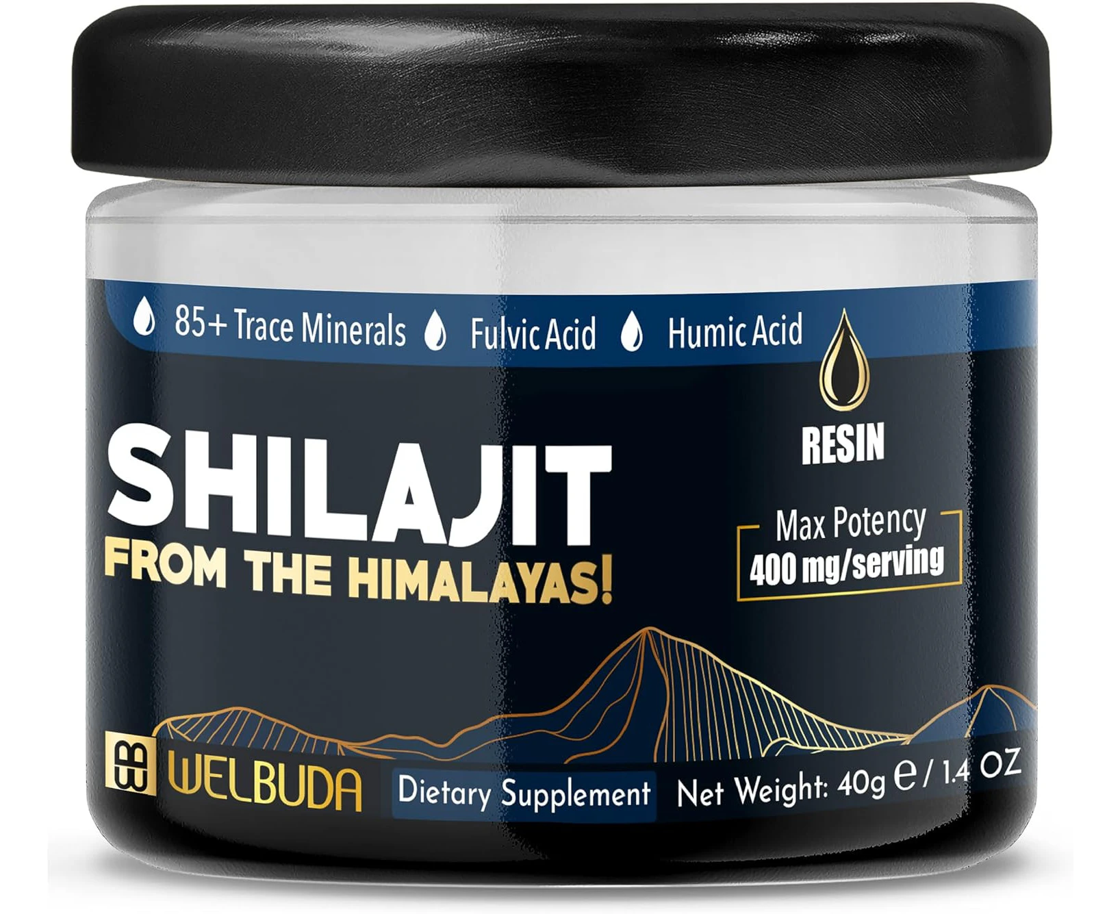 Shilajit Pure Himalayan Organic with Fulvic Acid, Trace Minerals & 85 Others - Support for Brain Health, Energy Production, Immune System & Overall Well-Be