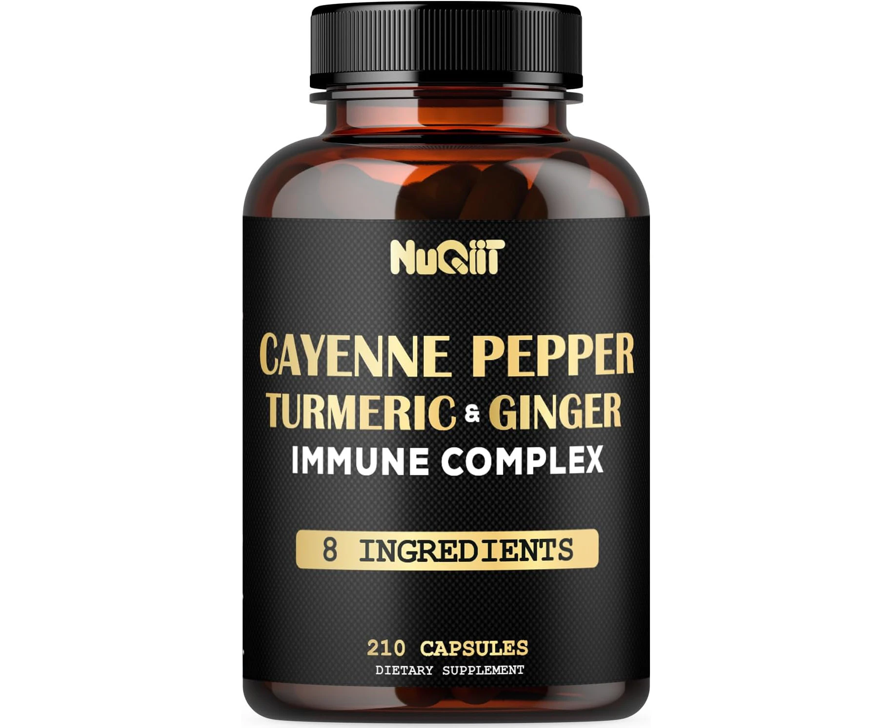 210 Pills - Cayenne Pepper Capsules Organic with Turmeric, Ginger, Immune Support Complex as Elderberry, Echinacea, Garlic Bulb - Digestion, Heart Health &