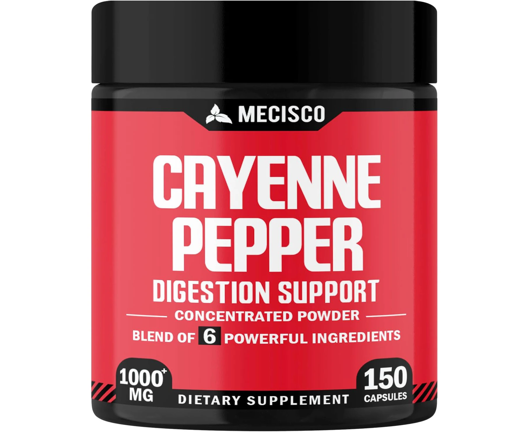 Cayenne Pepper Capsules Organic with Ginger Root, Beet Root, and Black Pepper and More - 150 Capsules - 6in1 Cayenne Supplement Supports Digestion System,