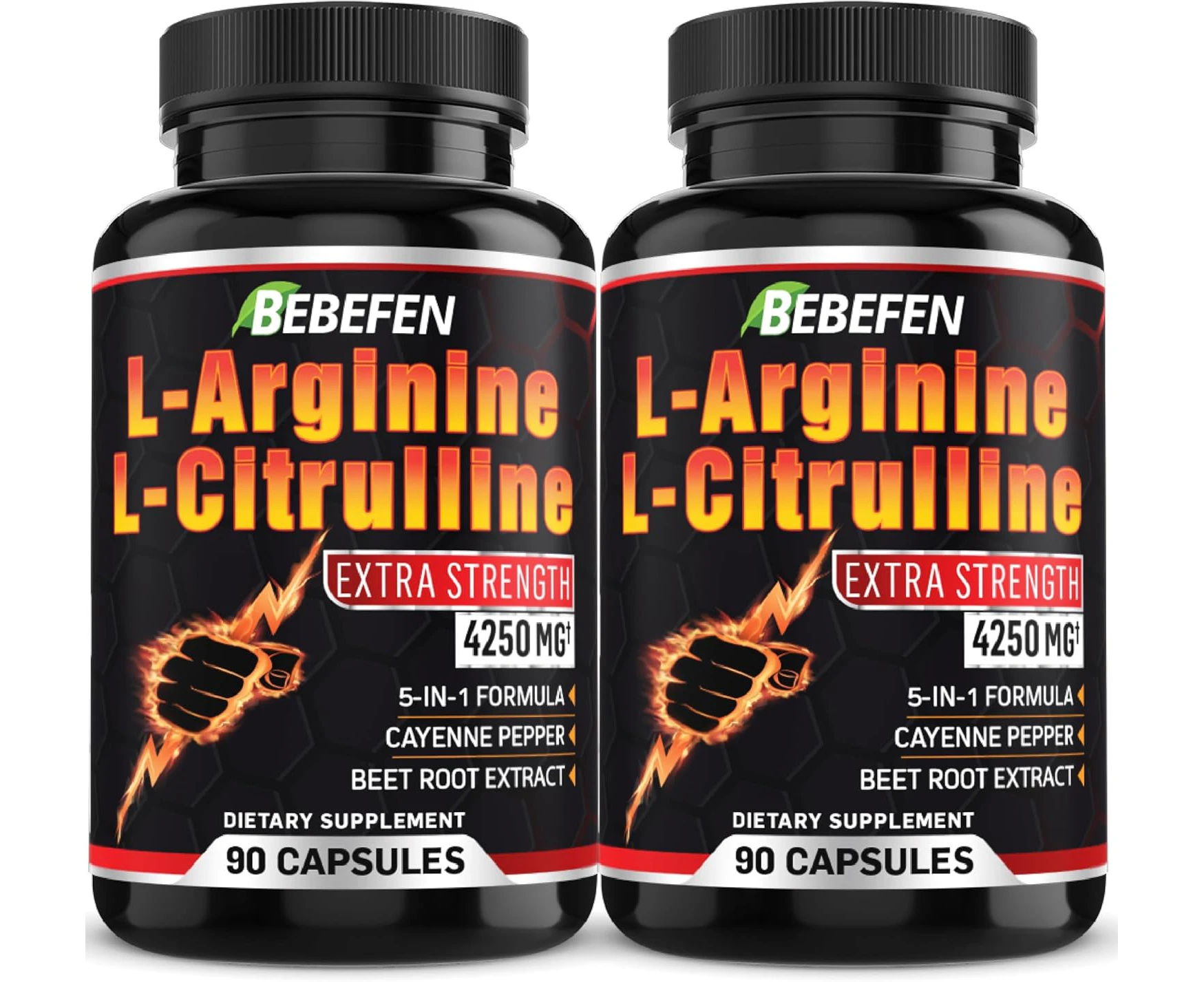 L-Arginine L-Citrulline Supplement 4250mg with Beet Root - 90 Capsules (Pack of 2)