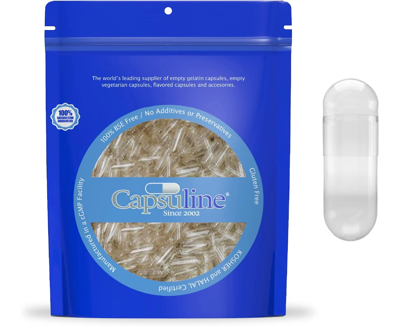 Clear Size 000 Empty Gelatin Capsules by Capsuline - 500 Count