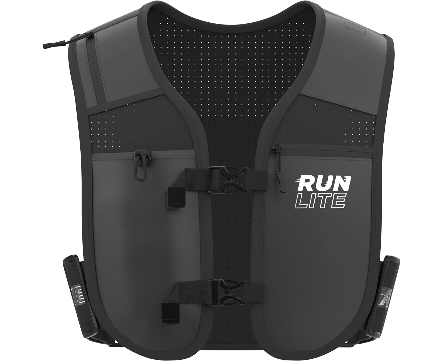 Running Phone Holder Vest, Waterproof Pouch, Reflective, Adjustable Waistband, Water Bottle Holder, 5 Pockets - Unisex