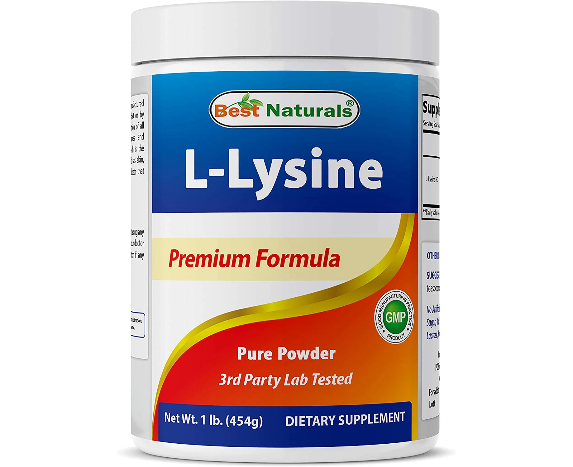 Best Naturals Lysine Powder, 1 Pound - 100% Pure