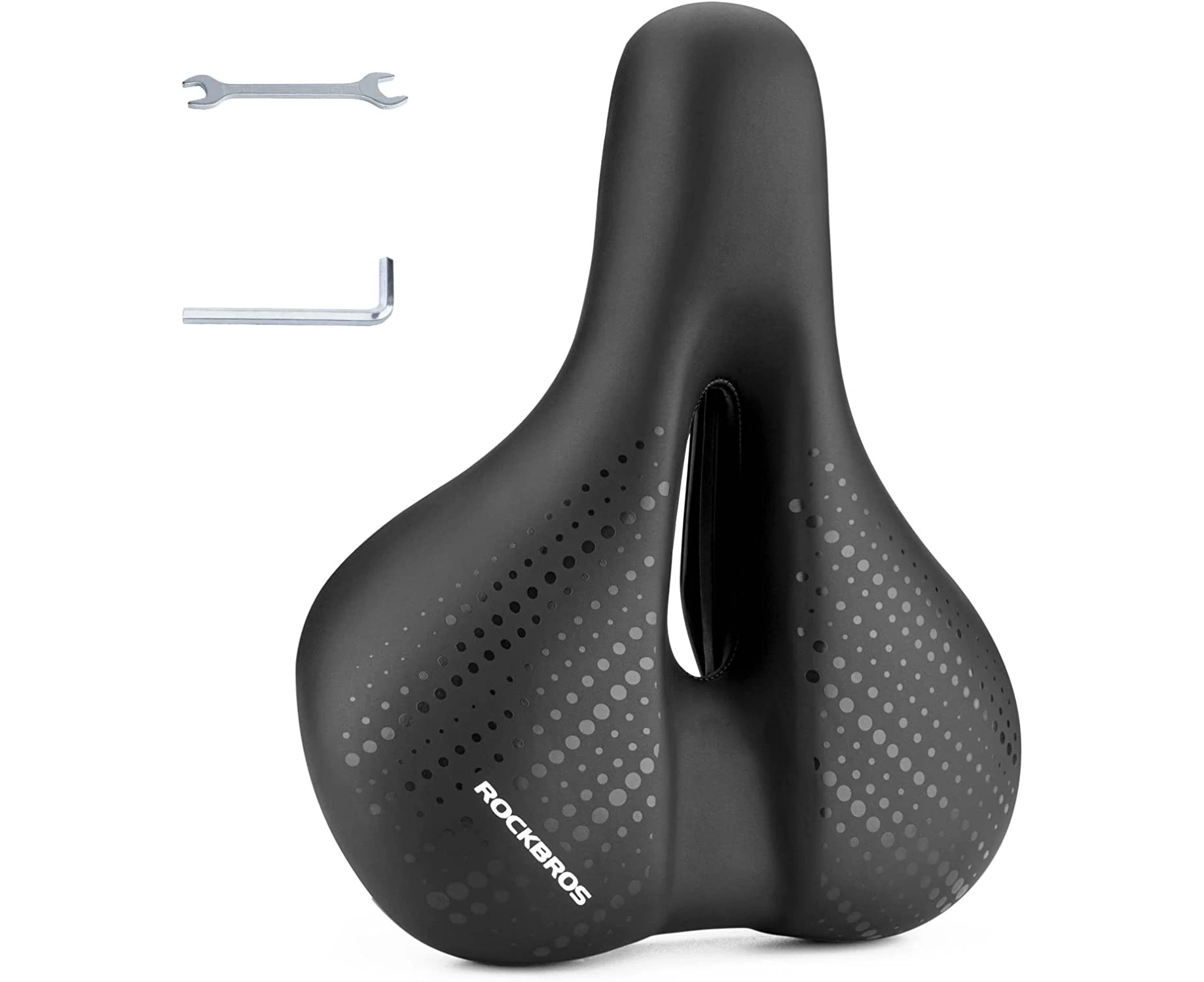 ROCKBROS Comfort Bike Seat Men Women Memory Foam Padded Wide Bike Saddle Waterproof Comfortable Bicycle Seat Cushion with Dual Shock Absorbing Universal Fi