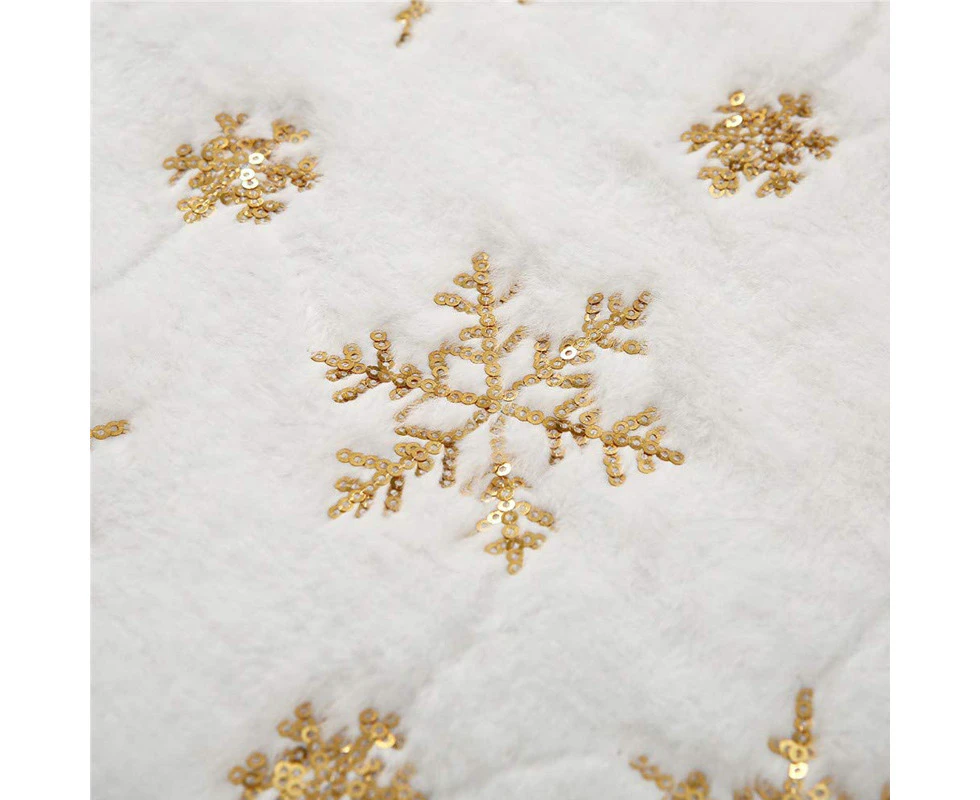 Style Christmas Style Table Runner White Plush Table Runner Restaurant Family Table Decoration Cloth,White Background, Gold Glitter, Snowflakes