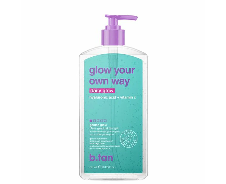 b.tan Glow Your Own Way Daily Glow Clear Gradual Tan Gel 591ml - Golden, Hyaluronic Acid and Vitamin C