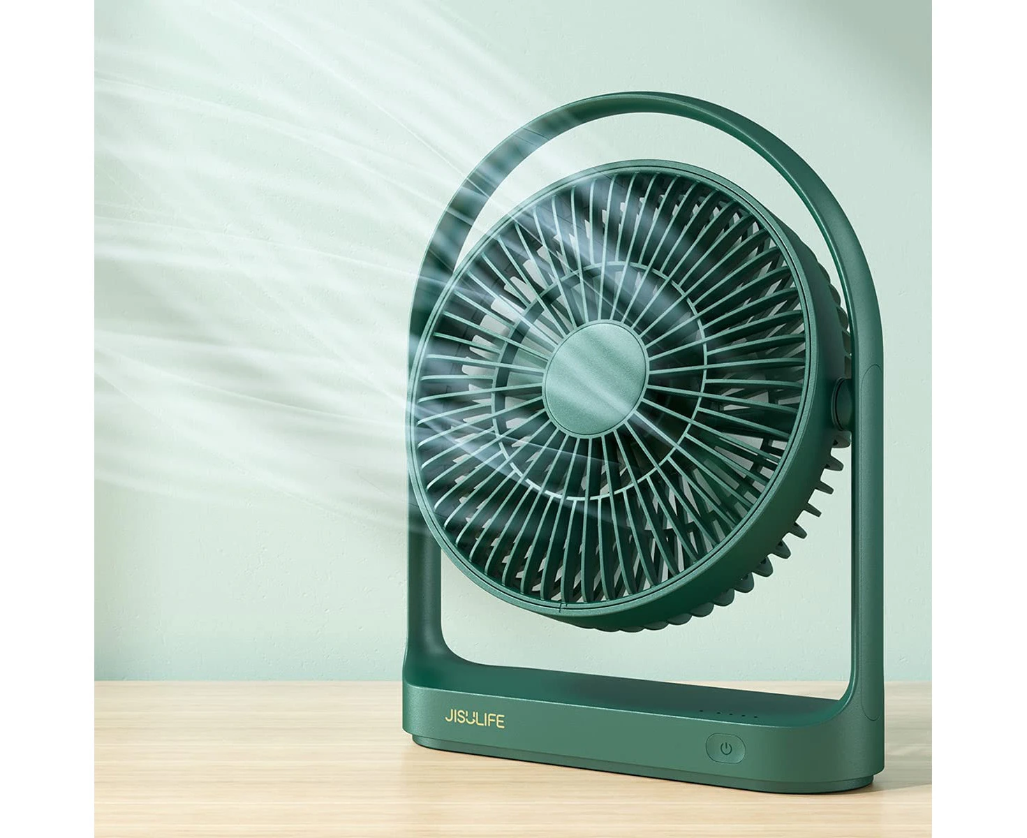 JISULIFE Desk Fan, Small Portable Battery Operated Desktop Fan with 4 Speeds, Max 15 Hrs, Strong Airflow, Ultra Quiet, 4000mAh USB Rechargeable Electric Ta