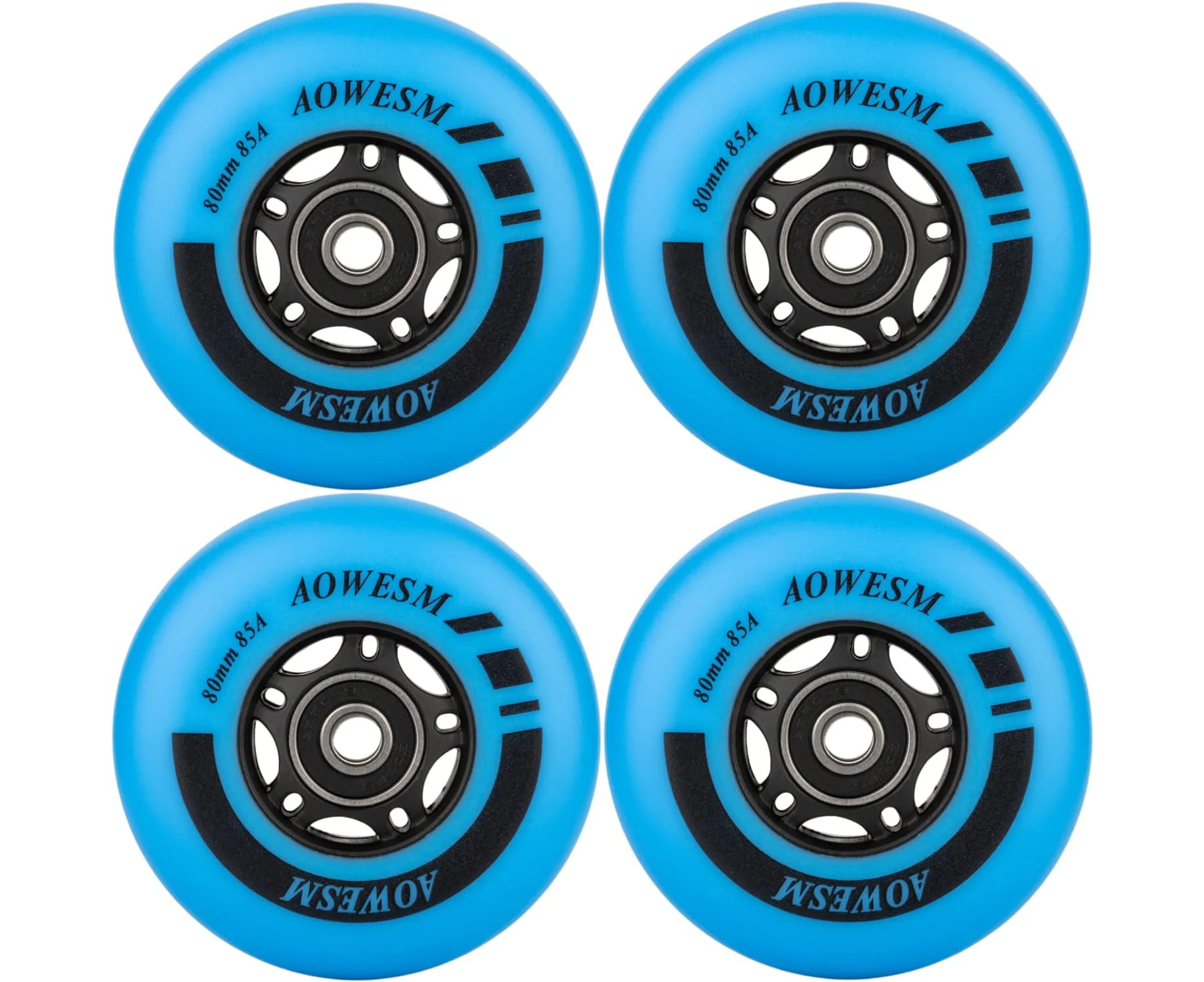 AOWESM Inline Skate Wheels 80mm 76mm 72mm 85a Outdoor Indoor Black Blue Red Roller Hockey Blades Replacement Wheels w/Bearings ABEC-9 and Floating Spacers