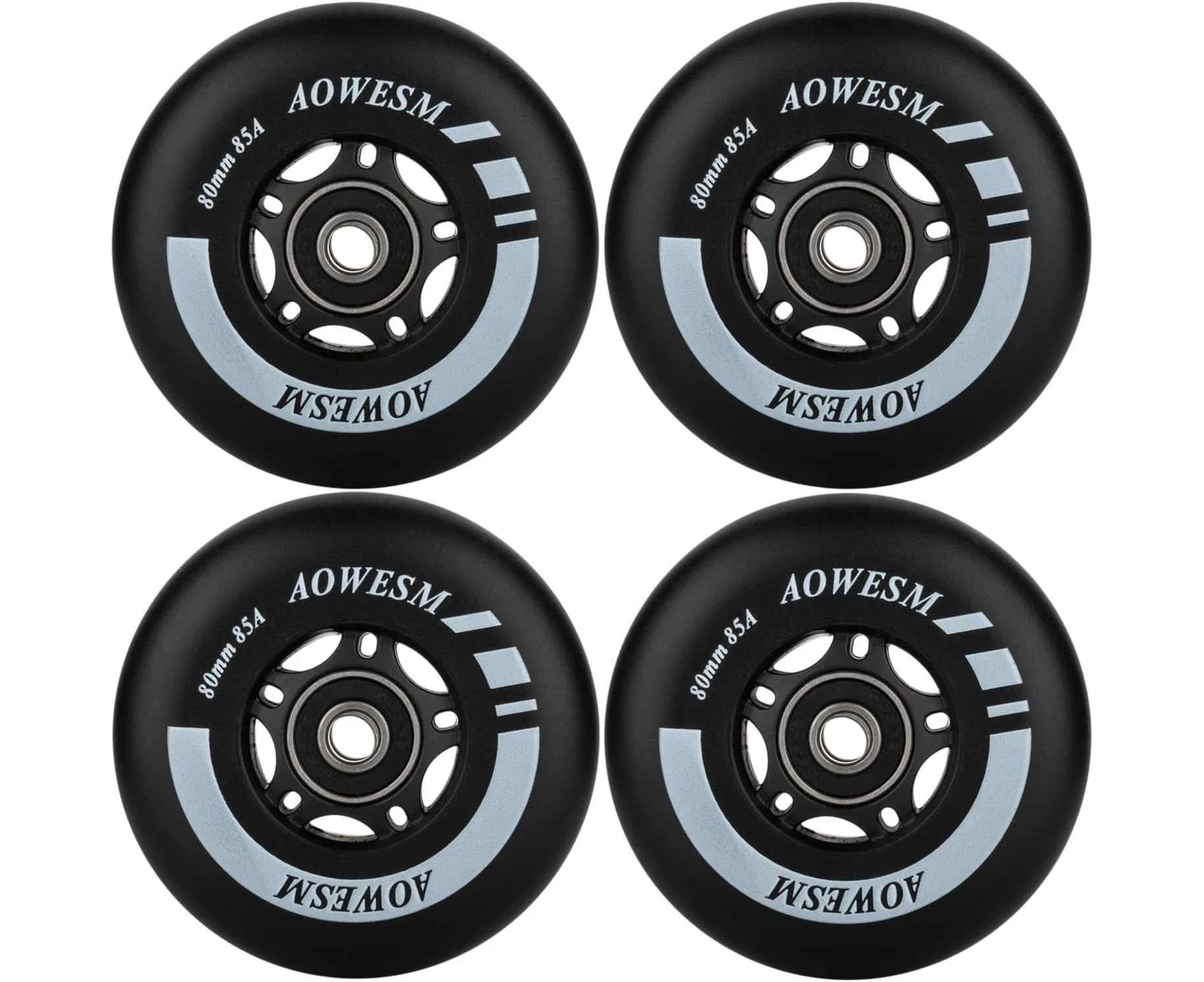 AOWESM Inline Skate Wheels 80mm 76mm 72mm 85a Outdoor Indoor Black Blue Red Roller Hockey Blades Replacement Wheels w/Bearings ABEC-9 and Floating Spacers