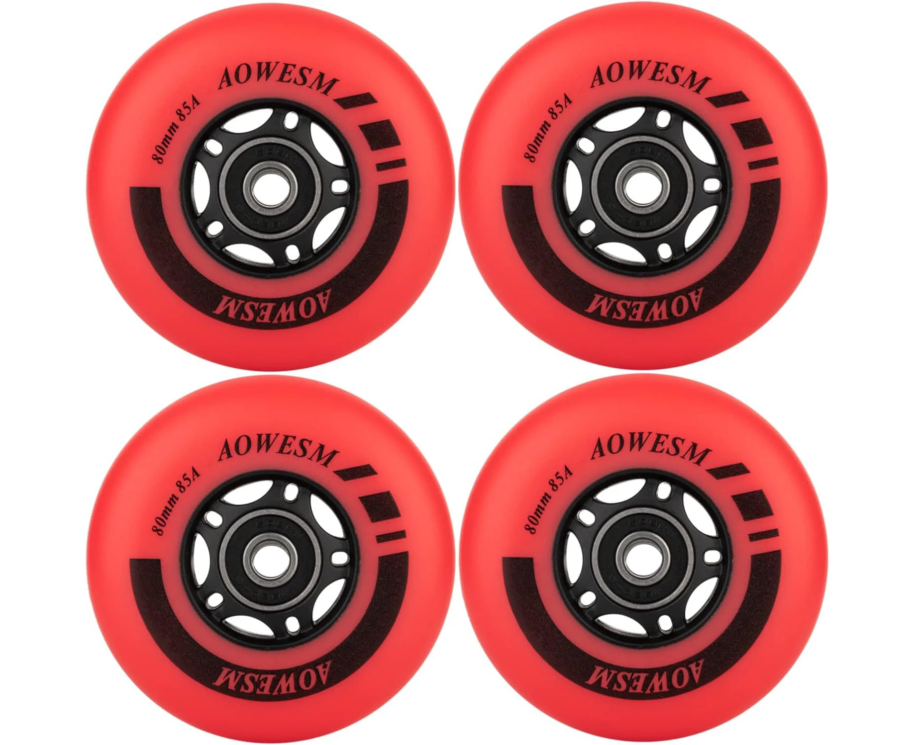 AOWESM Inline Skate Wheels 80mm 76mm 72mm 85a Outdoor Indoor Black Blue Red Roller Hockey Blades Replacement Wheels w/Bearings ABEC-9 and Floating Spacers