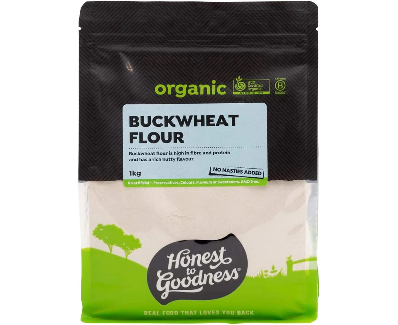 Honest to Goodness, Organic Buckwheat Flour, 1 kg - Unique, Full-Bodied Nutty Taste with a Silky, Fine Texture. Healthy and Nourishing Gluten-Free Substitu