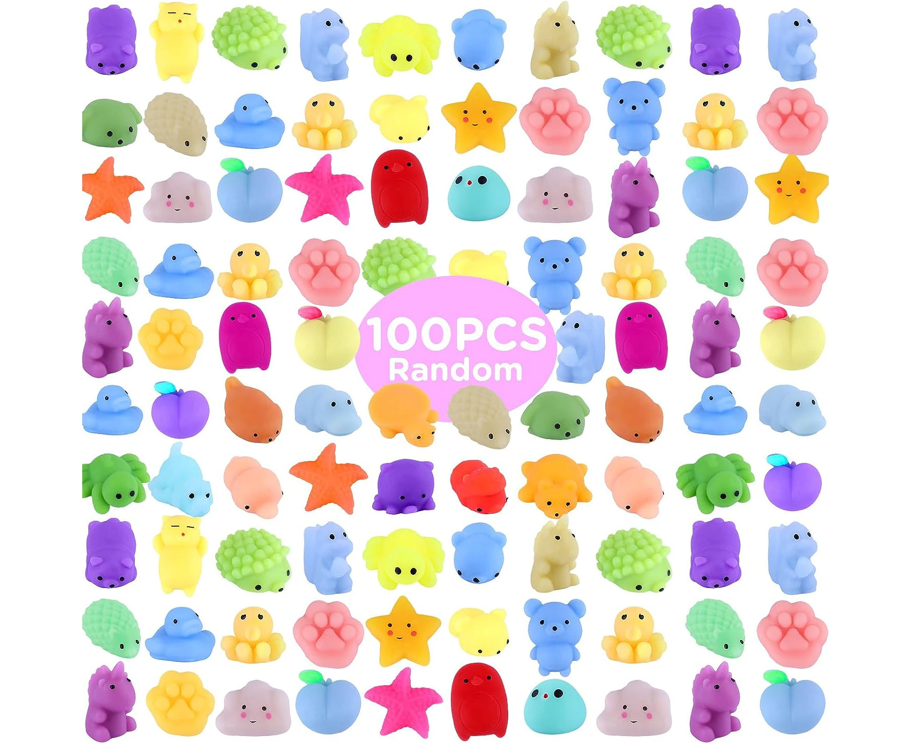 50 Pcs Mochi Squishy Toys (Random) Party Bag Fillers Kawaii Mochi Squishies Toy for Kids, Mini Soft Stress Relief Toy for Birthday Party Favors, Classroom