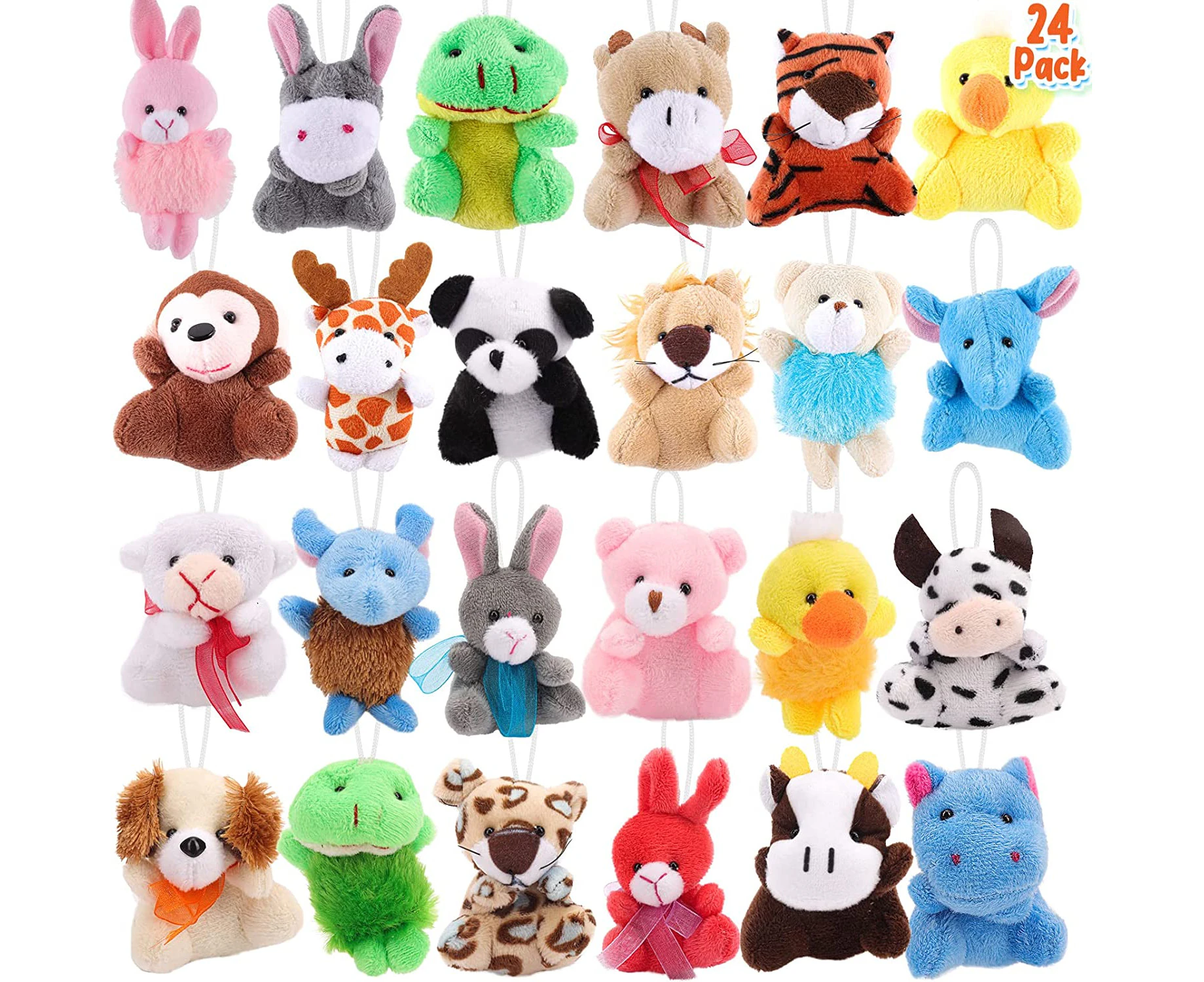 ASONA 24 Pack Mini Sea Stuffed Animal and Plush Toy, Animals Keychain Decoration for Kids，Small Stuffed Animal for Easter Egg Stuffers Party Favors Goodie