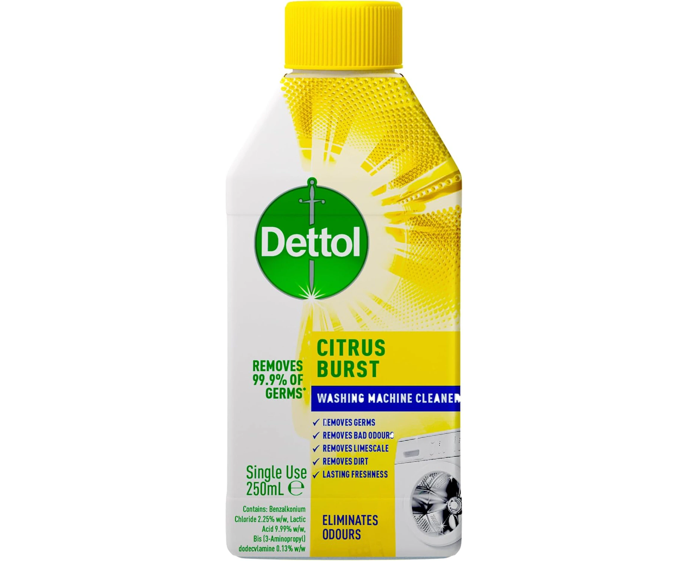 Dettol Antibacterial Laundry Washing Machine Cleaner Lemon 250ml