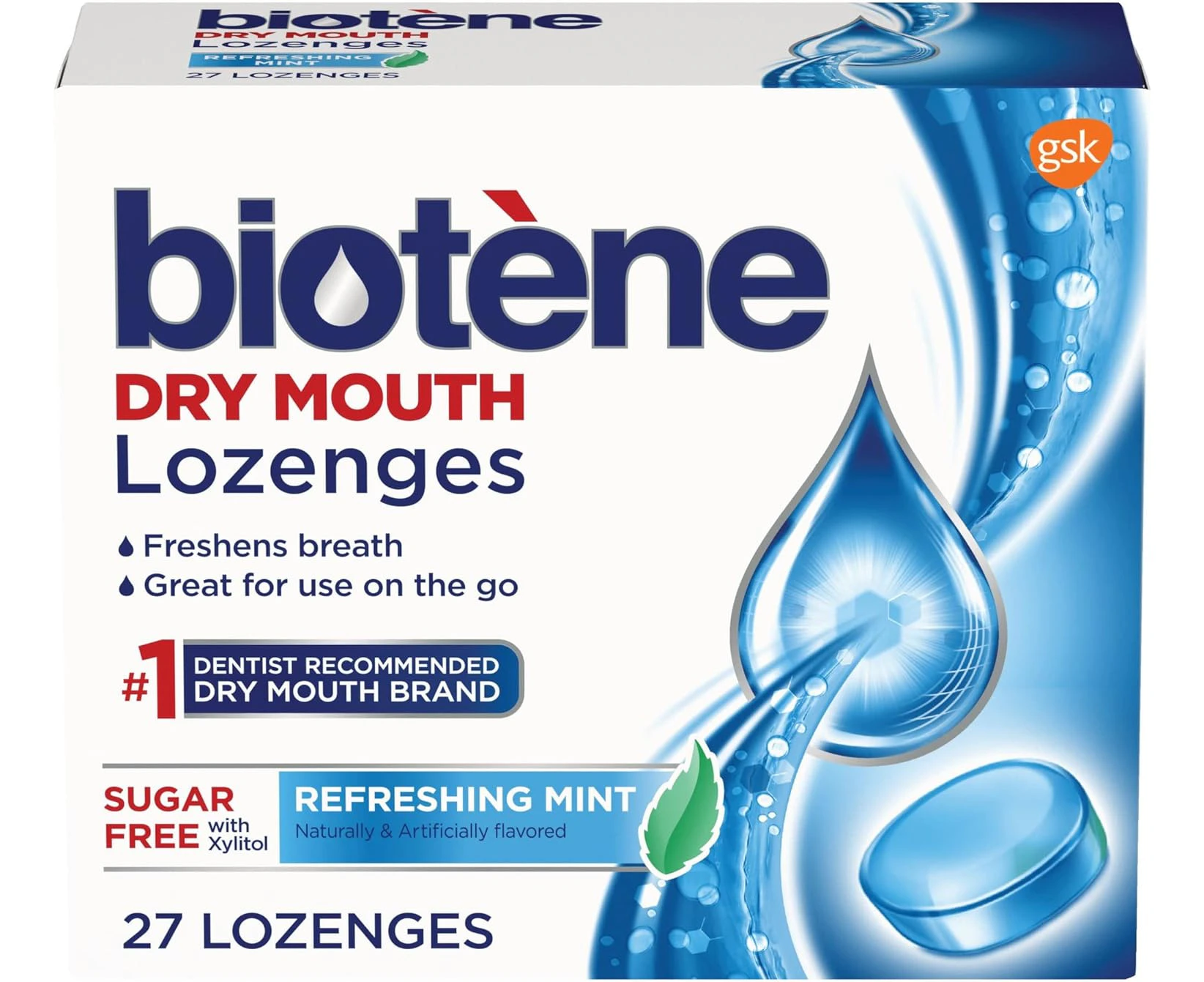 Biotene Dry Mouth Lozenges, Refreshing Mint, 27 Count Pack of 1