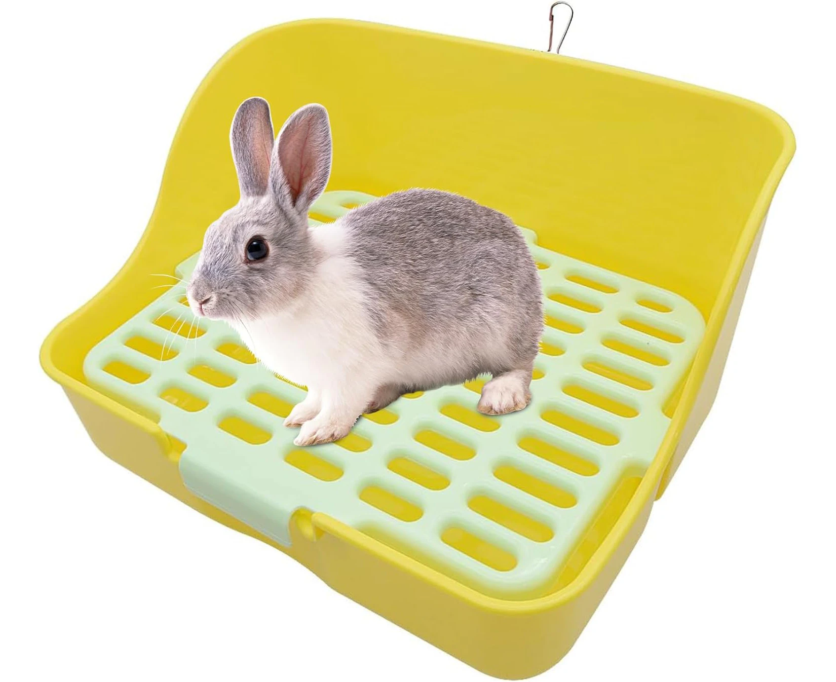 Rabbit Litter Box, Bunny Toilet Box, Large Rabbit Litter Box Trainer, Rectangular Plastic Square Cage Box with Hanging Clip, Bunny Corner Litter Pan Pet To