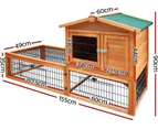 i.Pet Chicken Coop Large Rabbit Hutch, 138 x 49 x 85cm Coops Wooden Pet House Run Cage Walk in Guinea Pig Ferret Bunny Hen Chook, Outdoor Metal Door Roof L