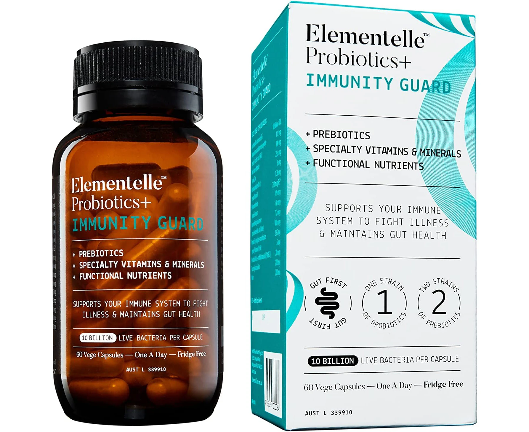 Elementelle Immunity Guard – Immune Support Supplement with Probiotics, Prebiotics, Vitamin C, A, B6 & B12, Zinc, Selenium & Folate B9 – Immune Defence Pil