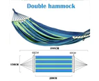 Double Hanging Hammock Outdoor Garden Travel Beach Swinging Bed Camping (BLUE)