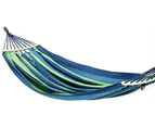 Double Hanging Hammock Outdoor Garden Travel Beach Swinging Bed Camping (BLUE)