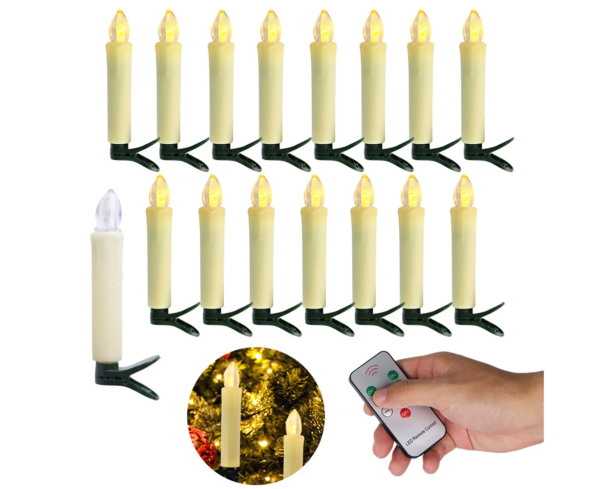 Christmas tree flameless candles, clip-on long pole LED candle light with remote control and timer