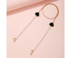 Anti-lost Fine Workmanship Simple Installation Sunglasses Chain Retro Heart Faux Pearls Eyeglasses Holder Strap Glass Accessories-Green