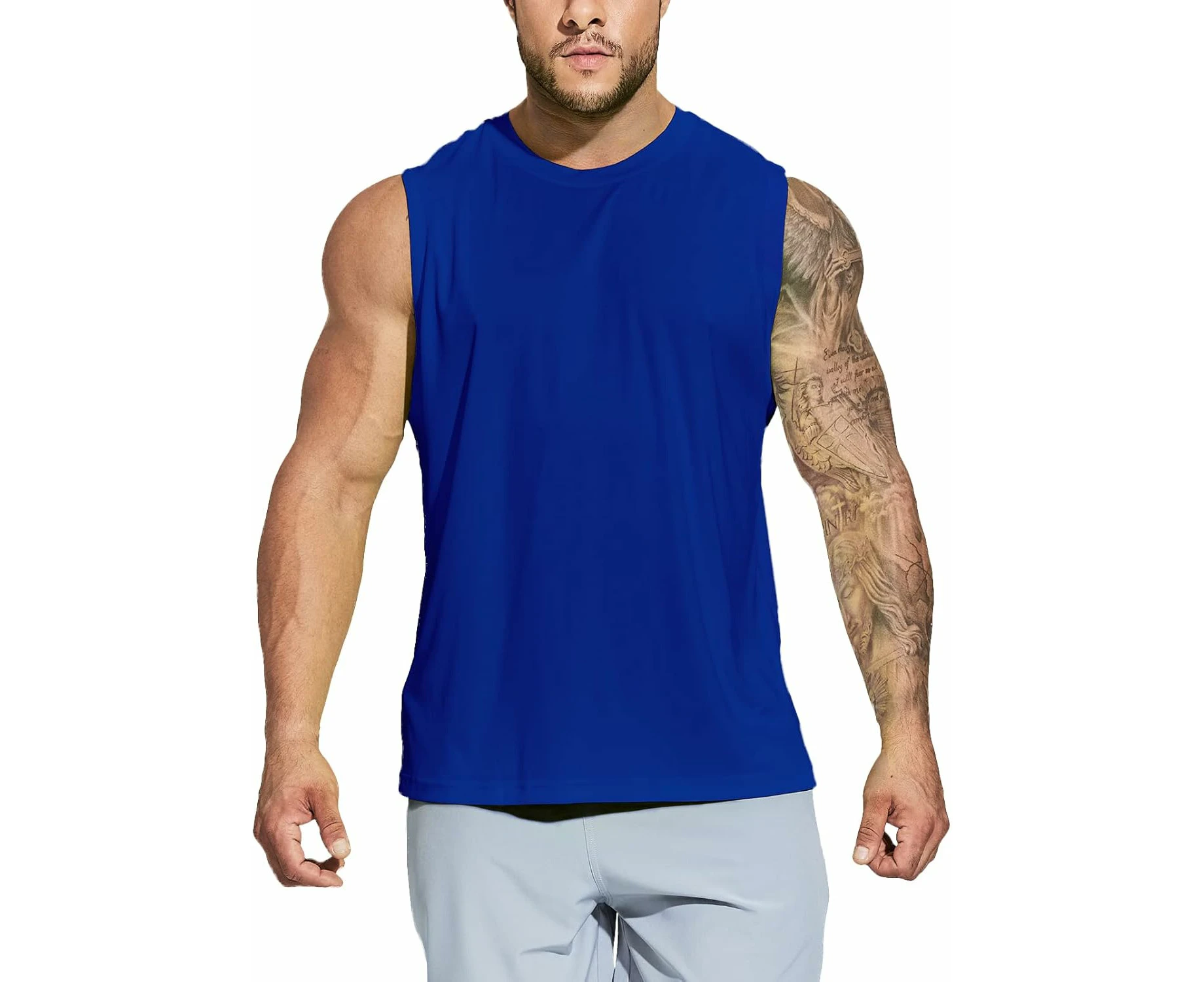 Men's Workout Tank Tops UPF 50+ Swim Shirts Quick Dry Running Sleeveless UV Protection Muscle Tees