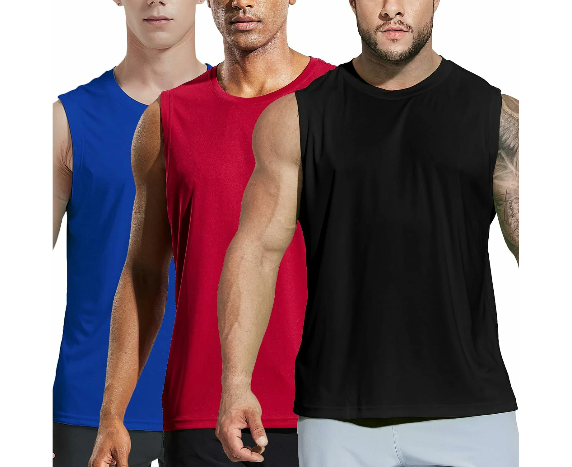 Men's Workout Tank Tops UPF 50+ Swim Shirts Quick Dry Running Sleeveless UV Protection Muscle Tees