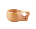 Wooden Tea Coffee Cup Portable Outdoor Natural Pine Wood Drinking Mug with Handle(#2)