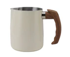 Milk Frothing Cup Inner Scale 304 Stainless Steel Dripless Spout Coffee Steaming Pitcher with Handle Pearl White 600ml