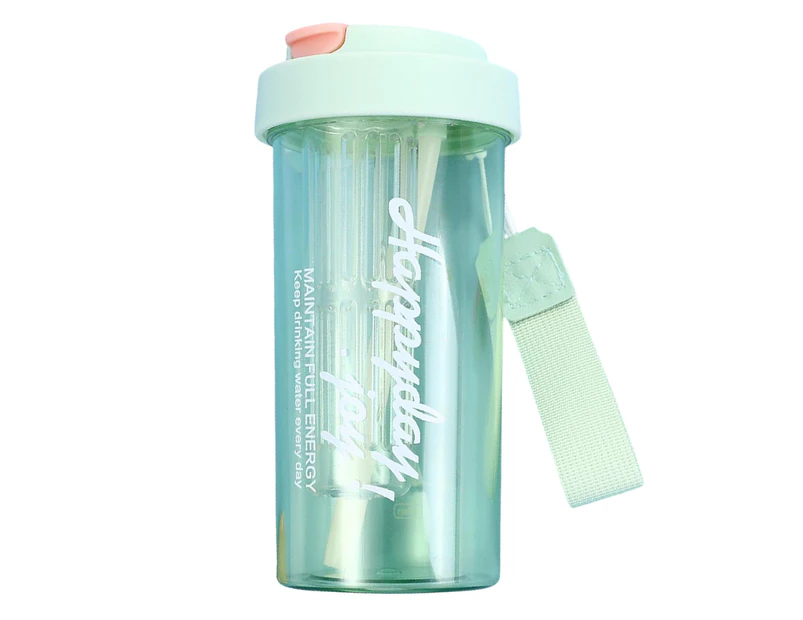 Green Straw Water Bottle Built in Tea Strainer with Handle PC 600ml Beautiful Cute Straw Bottle for Girls Women