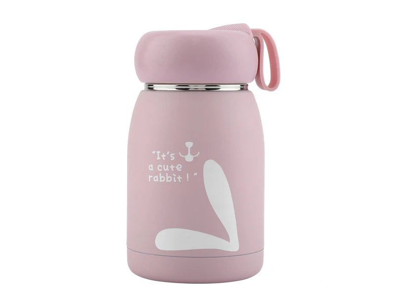 Stainless Steel Cute Rabbit Pattern Vacuum Cup Mug Thermos Cup Water Bottle (Pink)