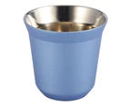 Stainless Steel Double Wall Coffee Cup Beer Mug Tea Cups 85ml for Drinking Bottle(Blue)