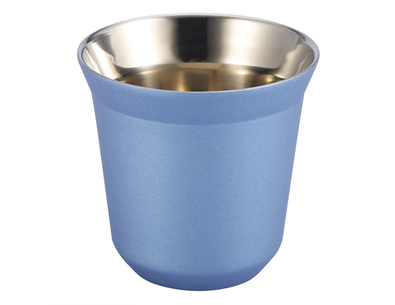 Stainless Steel Double Wall Coffee Cup Beer Mug Tea Cups 85ml for Drinking Bottle(Blue)