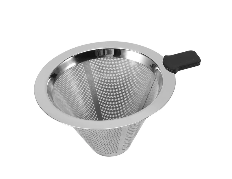 Stainless Steel Mesh Cone-shaped Coffee Dripper Funnel Filter Tea Strainer Silicone Grip