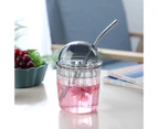 Glass Drinking Jar with Lid Straw Reusable Boba Mug for Fruit Juice Drinks Iced Coffee Smoothie Soda Milk, Striped Style Glass, Smoke Gray