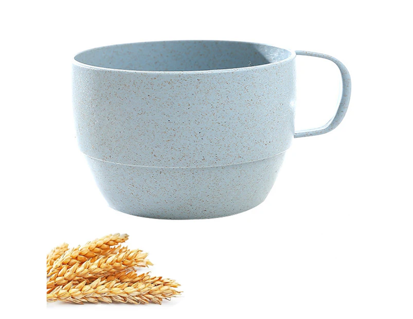 Simple Portable Health Wheat Straw Coffee Cup Tea  Milk Water Drinking Mug Cups(Blue)