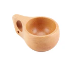 Wooden Tea Coffee Cup Portable Outdoor Natural Pine Wood Drinking Mug with Handle(#2)