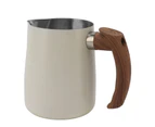 Milk Frothing Cup Inner Scale 304 Stainless Steel Dripless Spout Coffee Steaming Pitcher with Handle Pearl White 600ml