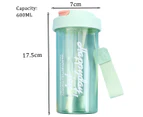 Green Straw Water Bottle Built in Tea Strainer with Handle PC 600ml Beautiful Cute Straw Bottle for Girls Women