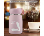 Stainless Steel Cute Rabbit Pattern Vacuum Cup Mug Thermos Cup Water Bottle (Pink)