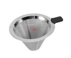 Stainless Steel Mesh Cone-shaped Coffee Dripper Funnel Filter Tea Strainer Silicone Grip