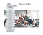 Silicone Folding Water Bottle Portable Water Cups for Sports Tour Running Camping(Light Gray)