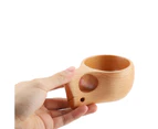 Wooden Tea Coffee Cup Portable Outdoor Natural Pine Wood Drinking Mug with Handle(#2)