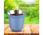 Stainless Steel Double Wall Coffee Cup Beer Mug Tea Cups 85ml for Drinking Bottle(Blue)