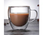 Heat-resistant double-layer glass cup high borosilicate with handle glass cup creative office cup glass coffee cups