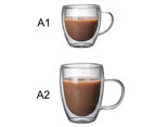 Heat-resistant double-layer glass cup high borosilicate with handle glass cup creative office cup glass coffee cups