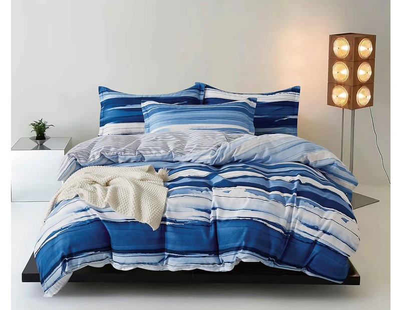 CleverPolly Ethan Microfibre Quilt Cover Set - Blue