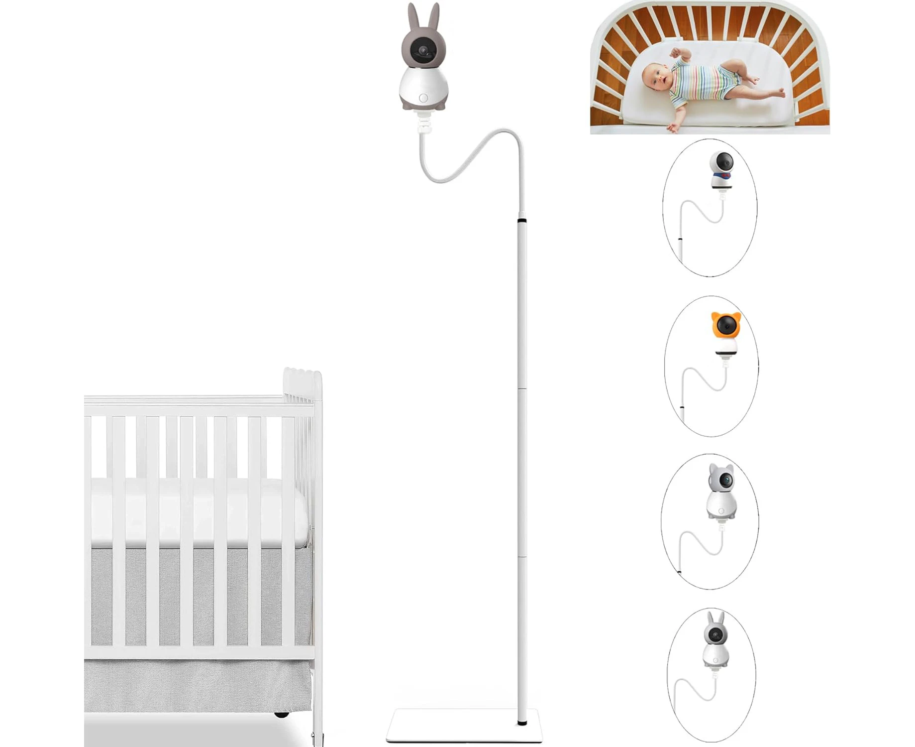 JAMYOK Baby Monitor Floor Stand Holder Mount for BOIFUN ‎ Baby 2S,Baby 5S,Baby 6T/ieGeek ‎Baby 1T/DEATTI BM101-M