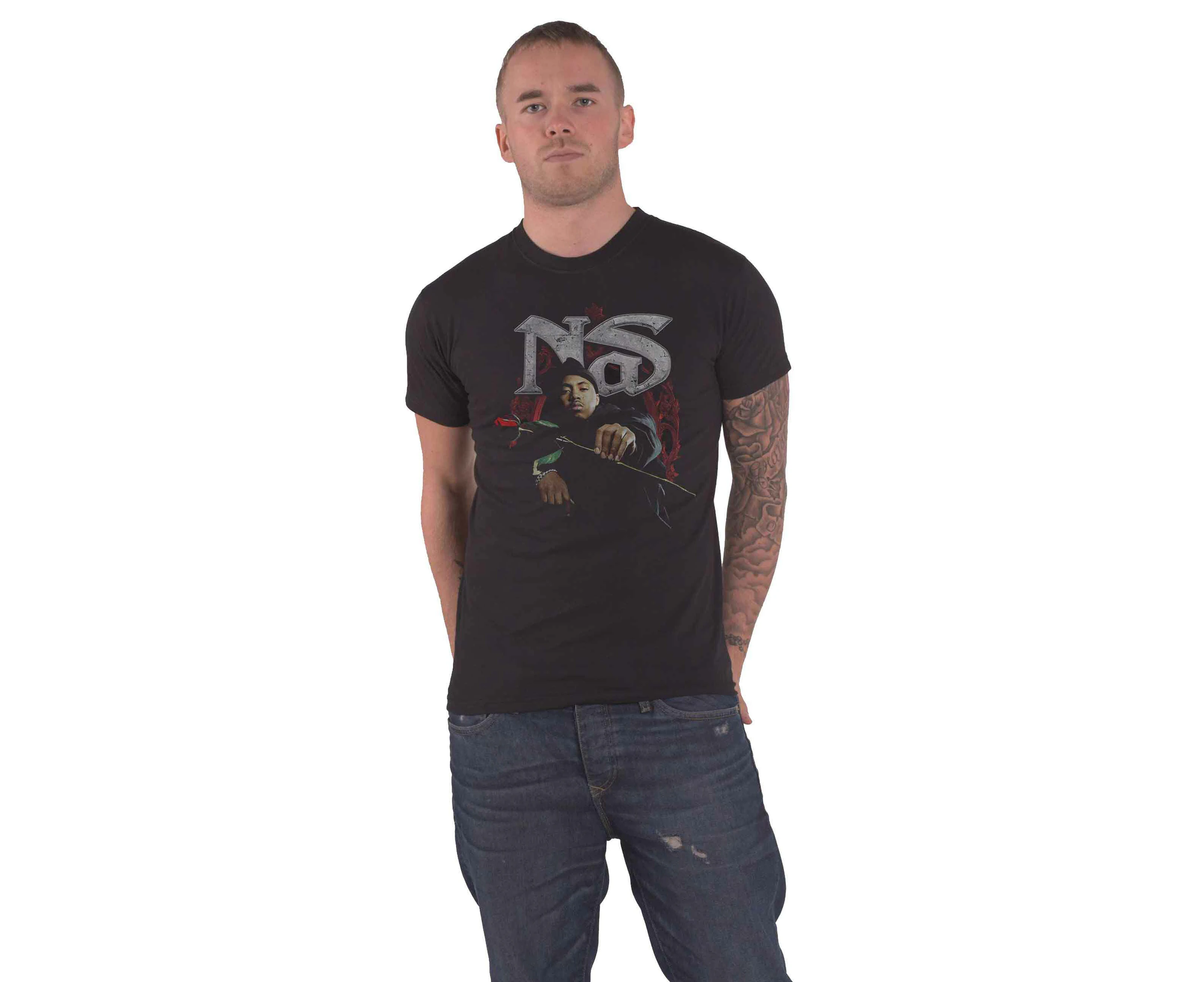 Nas T Shirt Hip Hop Is Dead  Rose Logo  Official Mens - Black